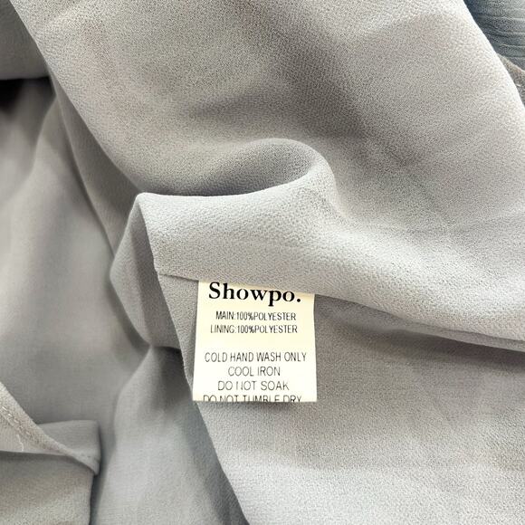 Showpo Blue Polka Dot Off Shoulder Party Life Mini Dress Size 8 Belted EUC - Picture 7 of 7